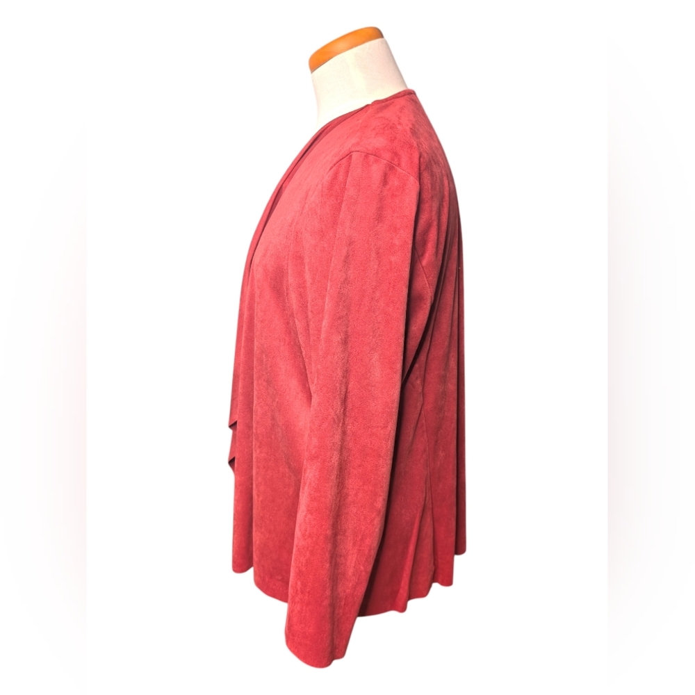 Alfred Dunner Women’s 18W Red Open-Front Drape Cardigan - Picture 4 of 12